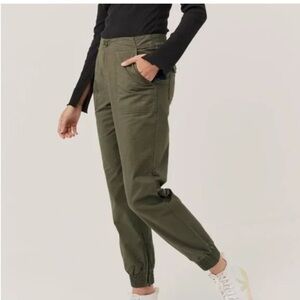 Pact Woven Twill Utility Olive Green Organic Cotton Joggers Pants